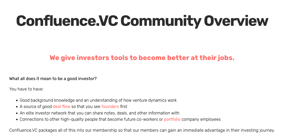 Confluence.VC community overview